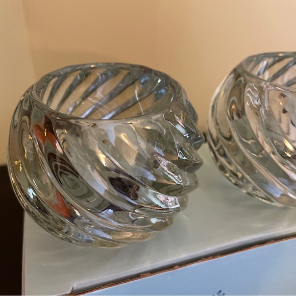 PartyLite Illusion Votive Swirl Glass Candle Holders Set of 2 NEW ORIGINAL BOX - Picture 2 of 7
